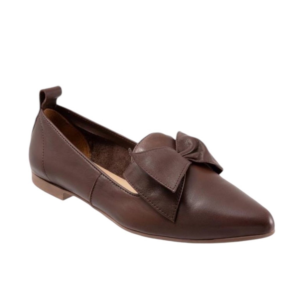 Bueno Chocolate Leather Loafers with Bow